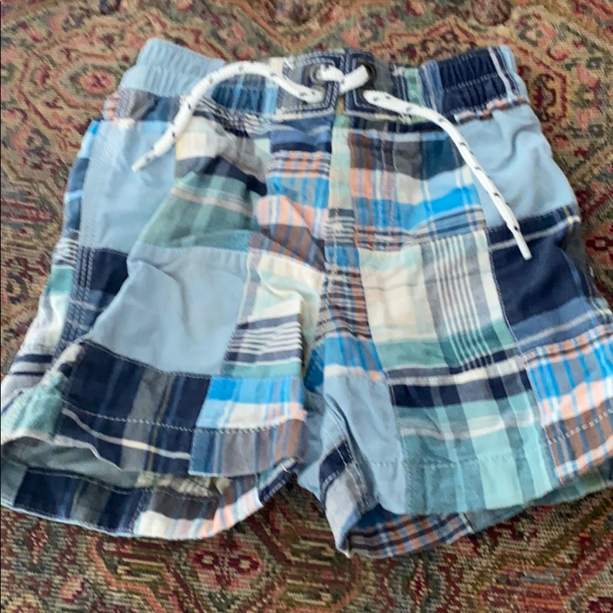 Patchwork Madras Swim Trunks